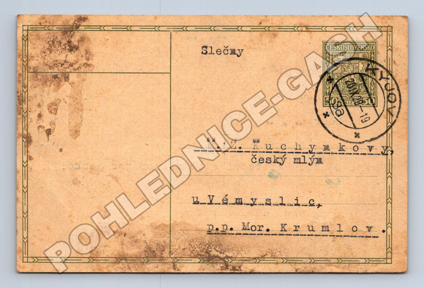 Pohlednice Kyjov odeslaná 1928 (M37878)