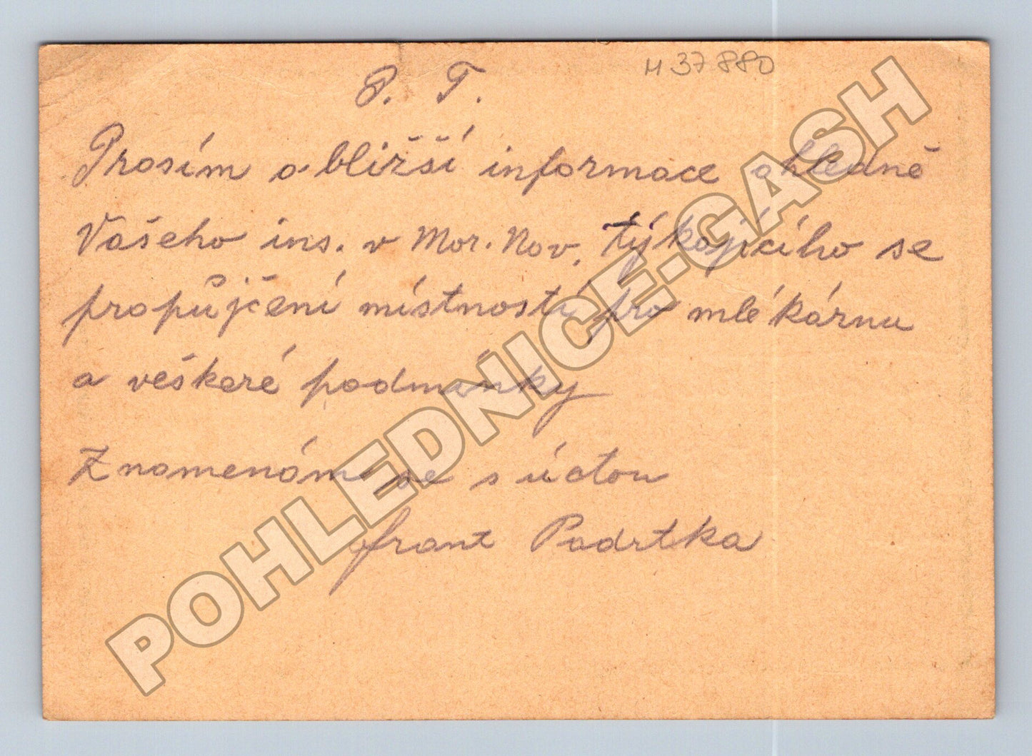 Pohlednice zpráva o mlýnu Líšeň 1937 (M37880)