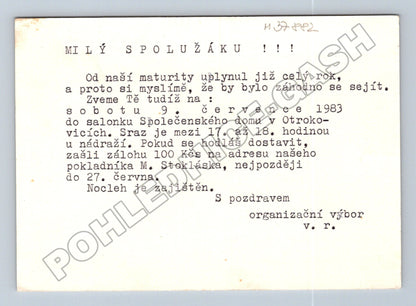 Pohlednice Otrokovice pozvánka sraz spolužáků 1982 (M37882)