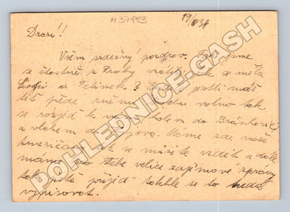Pohlednice Kyjov korespondenční lístek 1938 (M37883)