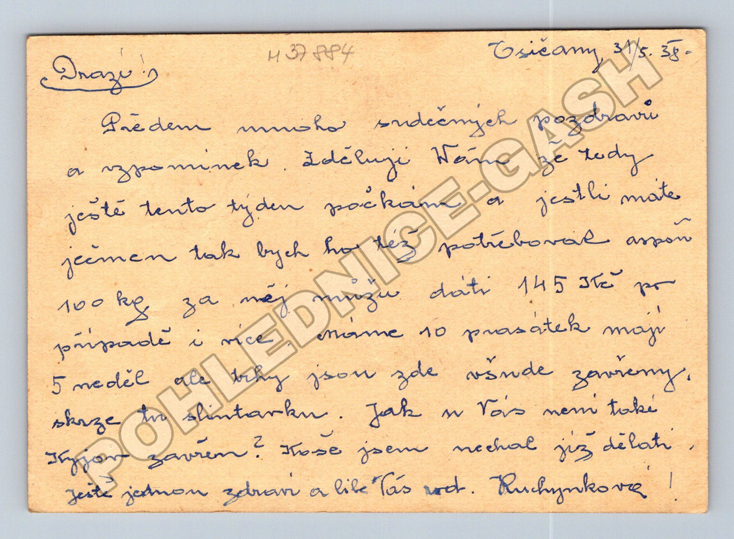 Pohlednice Československo s poštovní známkou 1938 (M37884)