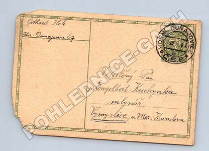 Pohlednice Horní Dunajovice razítko a text 1910 (M37886)