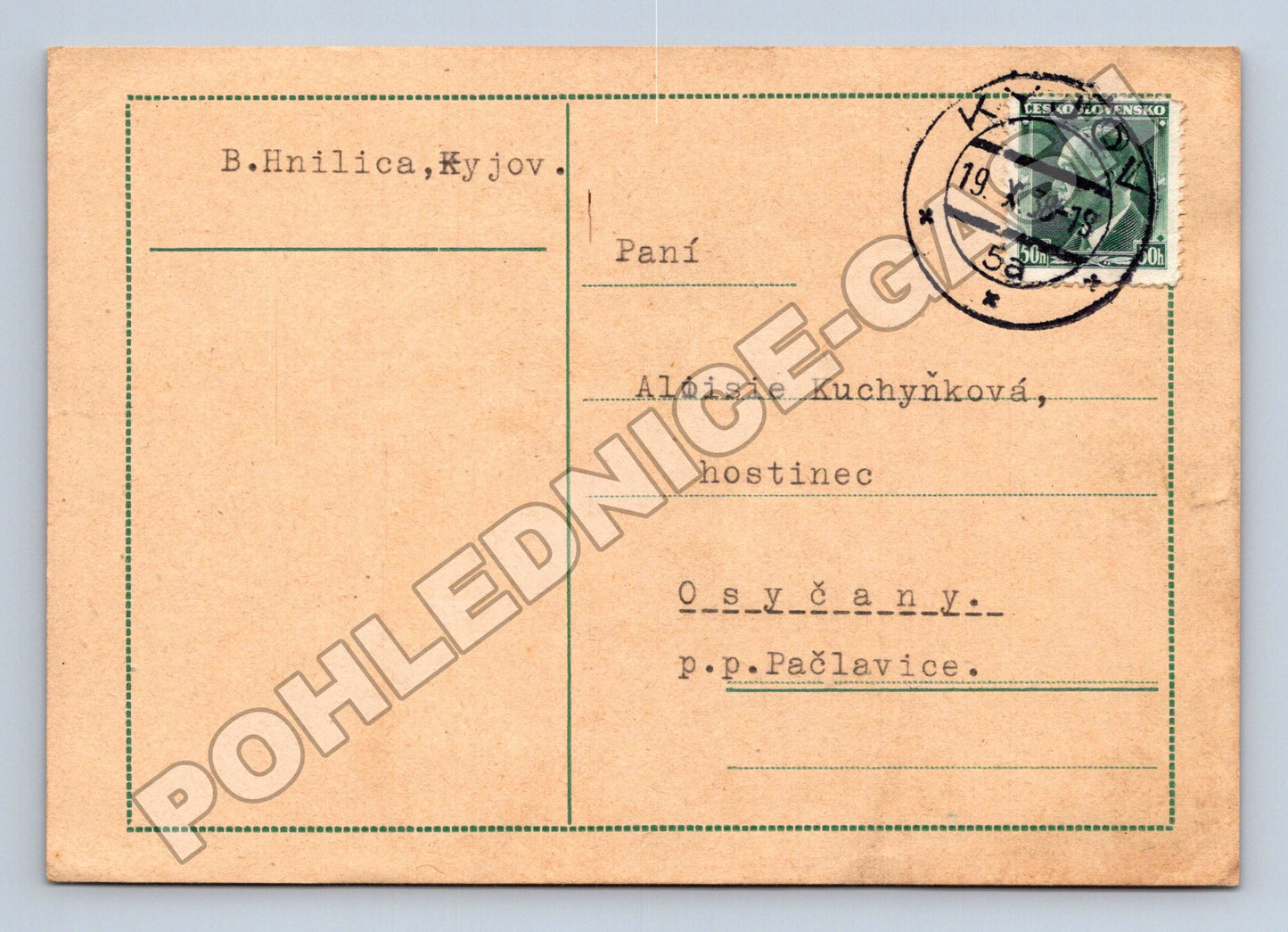 Pohlednice Korespondenční lístek Kyjov 1918 (M37889)