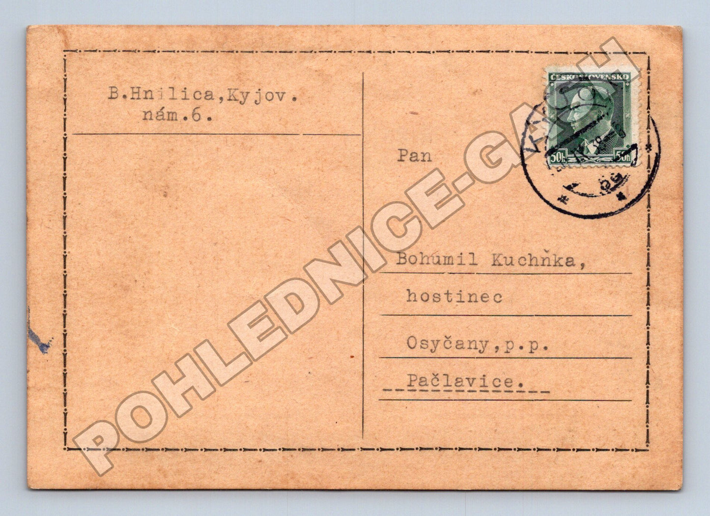 Pohlednice Kyjov textová 1938 (M37890)