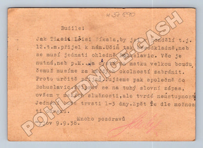 Pohlednice Kyjov textová 1938 (M37890)