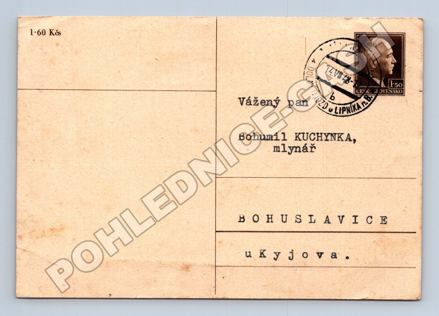 Pohlednice Československo korespondenční lístek 1948 (M37891)