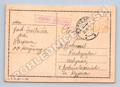 Pohlednice Koryčany Stupava korespondenční 1939 (M37892)