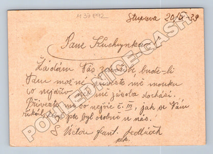 Pohlednice Koryčany Stupava korespondenční 1939 (M37892)