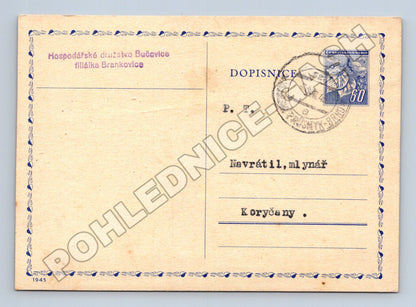 Pohlednice formulář Hospodářské družstvo 1945 (M37898)