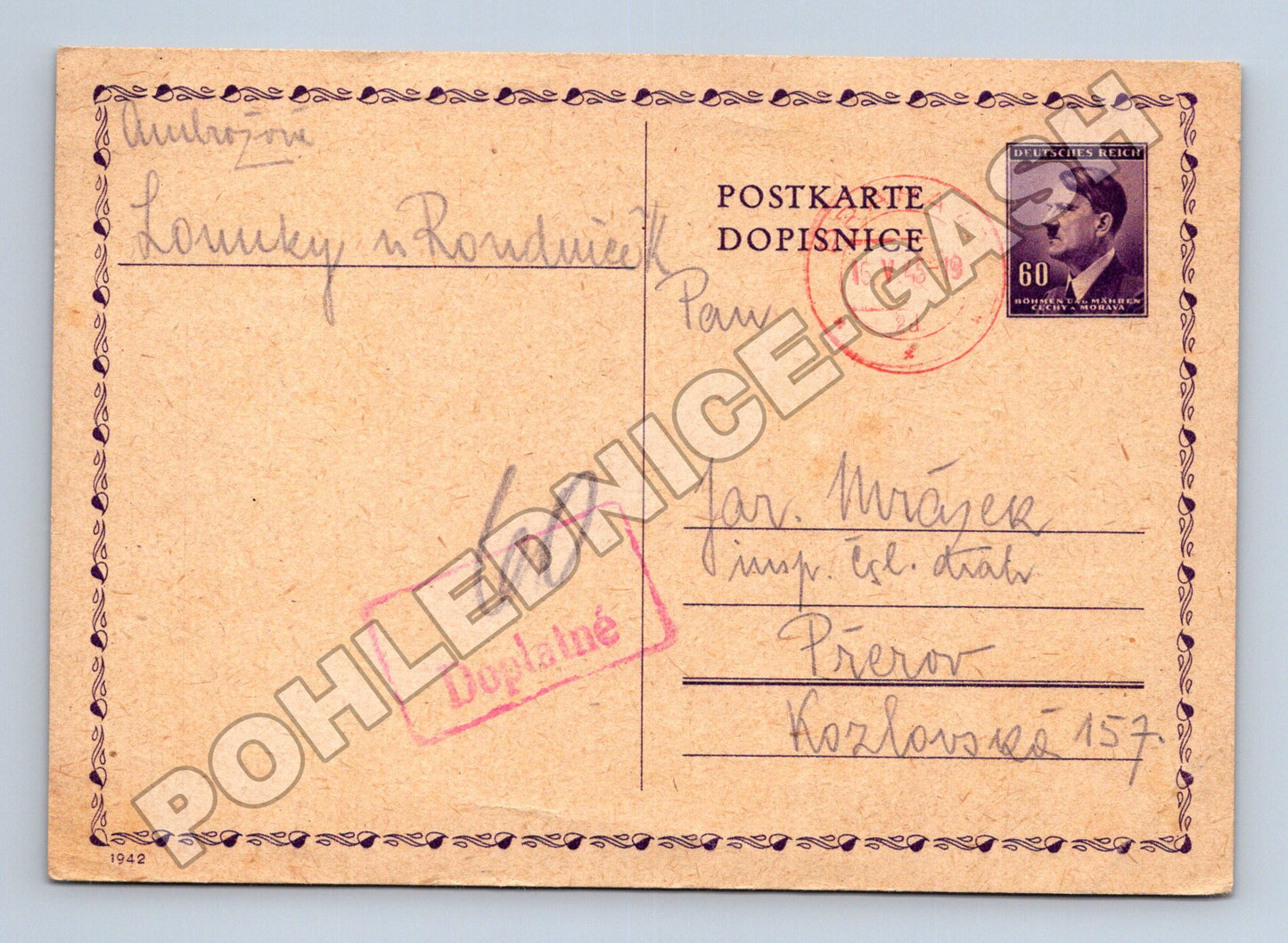 Pohlednice Protektorát Čechy a Morava Lounky 1945 (M37902)