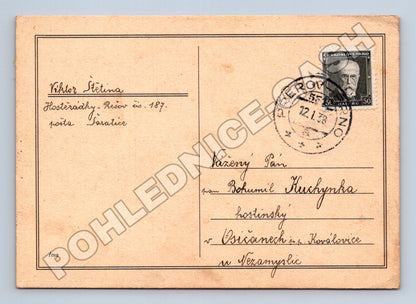 Pohlednice psaná s razítkem Přerov 1938 (M37908)