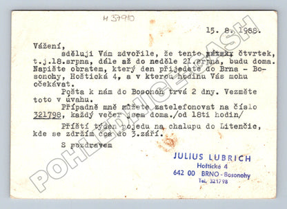 Pohlednice Brno Koryčany korespondence 1988 (M37910)