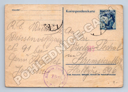 Pohlednice Rakousko Korrespondenzkarte psaná do Kroměříže (M37912)
