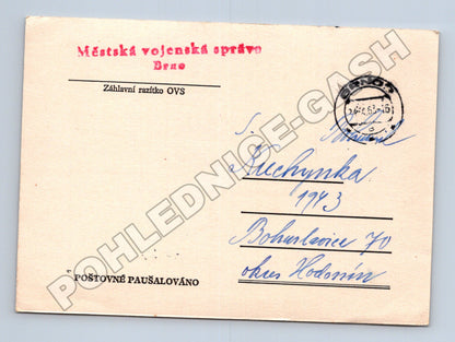 Pohlednice Brno vojenské předvolání 1963 (M37916)
