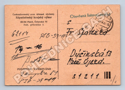 Pohlednice Plzeň Újezd sportovní delegace 1982 (M37920)