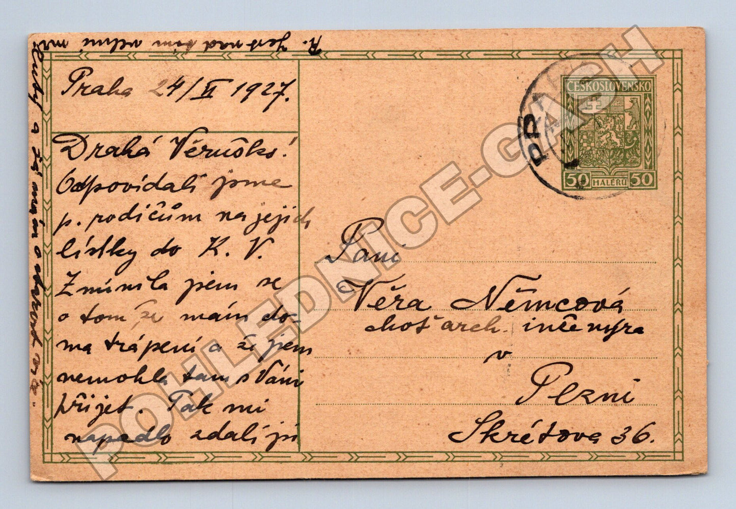 Pohlednice Praha datovaná 1927 (M37925)