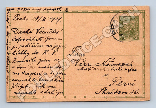 Pohlednice Praha datovaná 1927 (M37925)