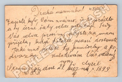 Pohlednice Kroměříž korespondenční lístek 1899 (M37933)