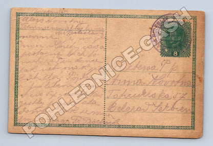 Pohlednice Mladá Boleslav, psaná do Bělehradu (M37934)