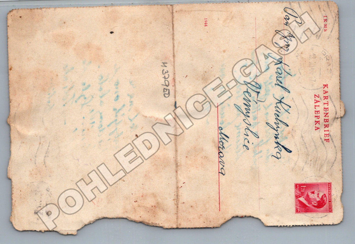 Pohlednice Protektorátní text 1944 (M37950)
