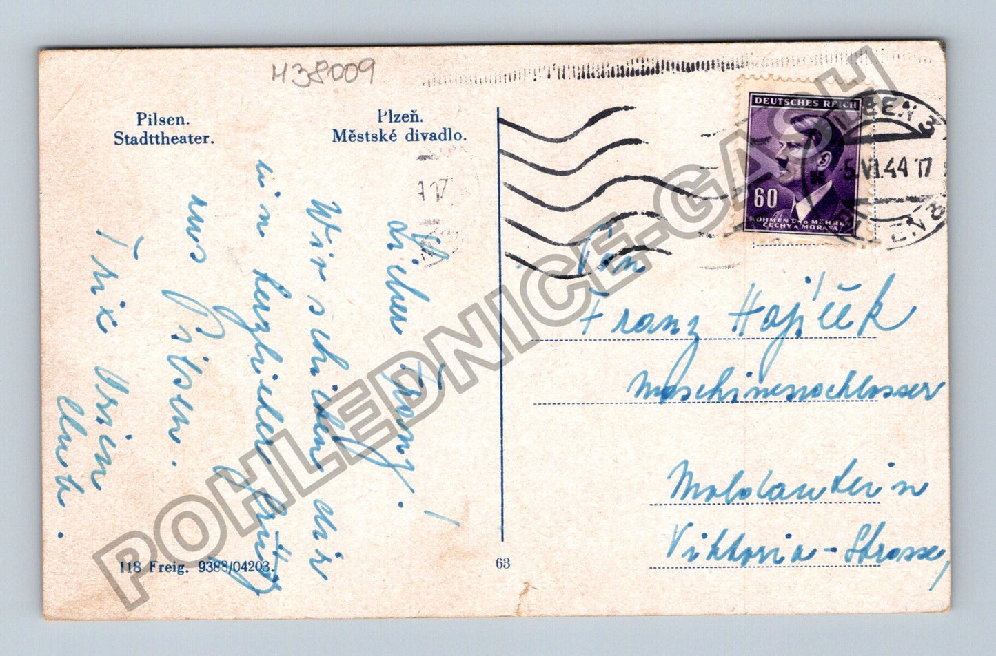 Pohlednice Plzeň Městské divadlo 1944 (M38009)