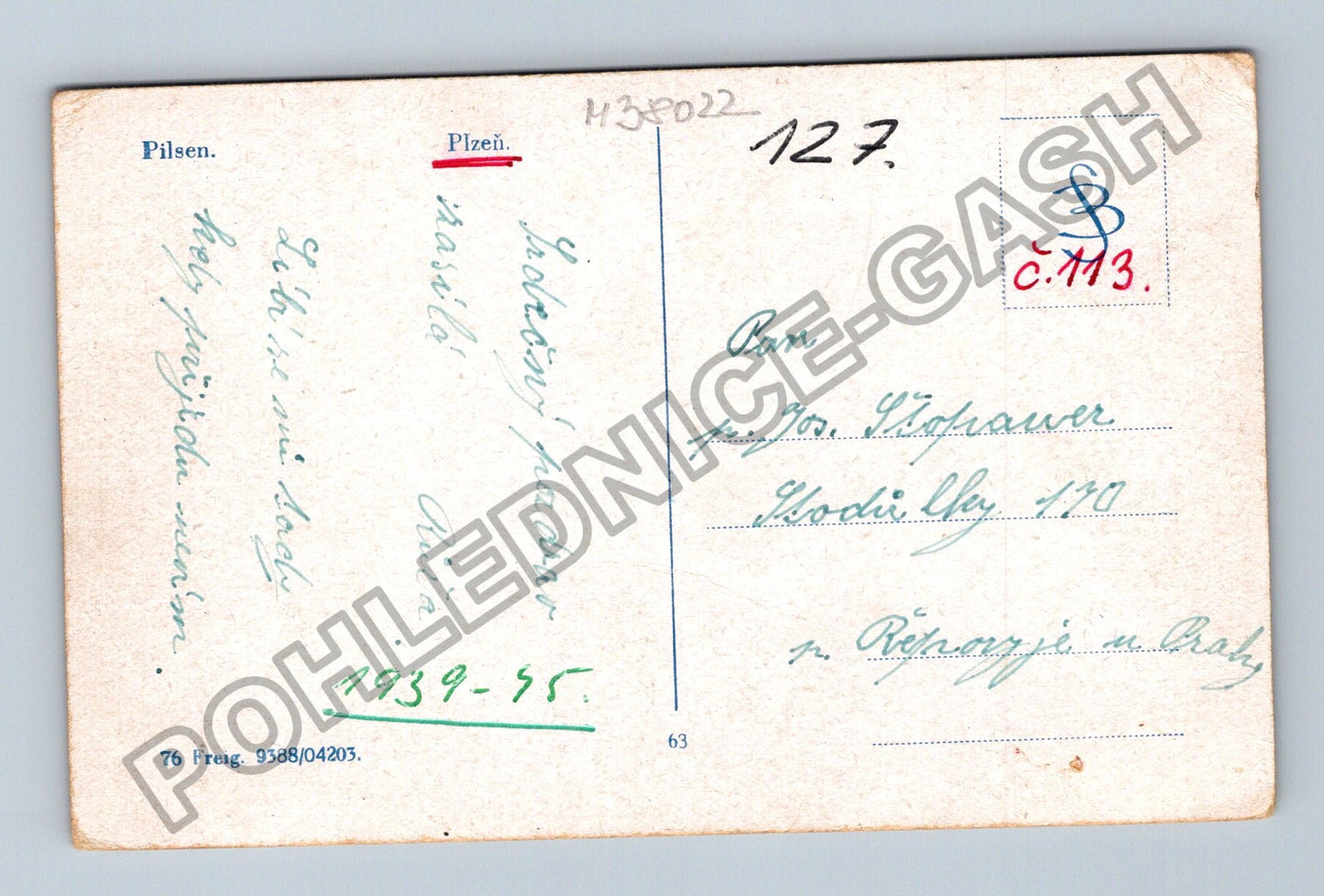 Pohlednice Plzeň ulice s trhem 1939-45 (M38022)