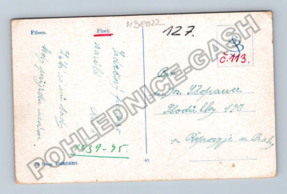 Pohlednice Plzeň ulice s trhem 1939-45 (M38022)