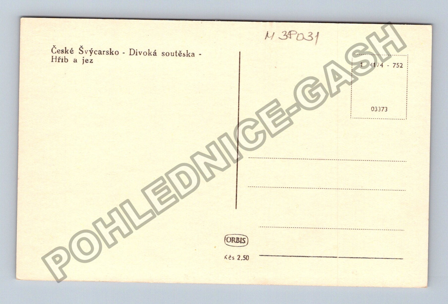 Pohlednice České Švýcarsko Divoká soutěska Hřib a jez (M38031)