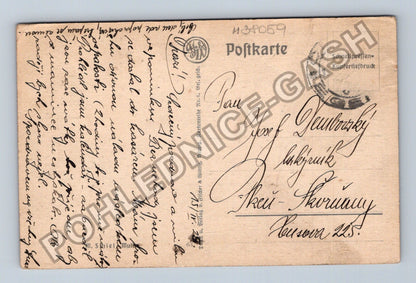 Pohlednice Zimní krajina s lodí u řeky (M38059)
