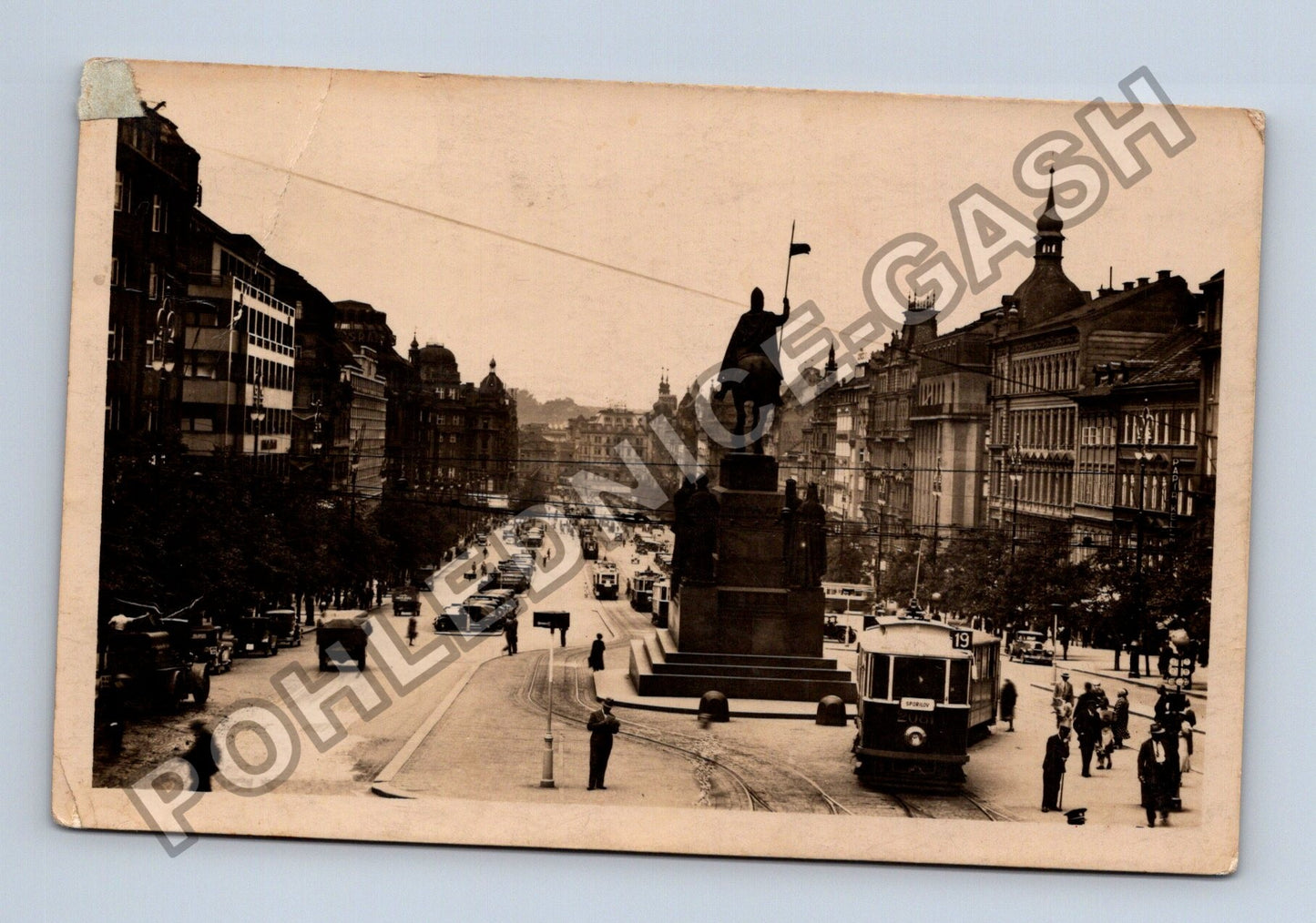 Pohlednice Praha Václavské náměstí socha svatého Václava 1937 (M38072)