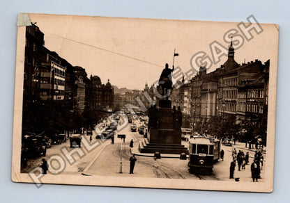 Pohlednice Praha Václavské náměstí socha svatého Václava 1937 (M38072)