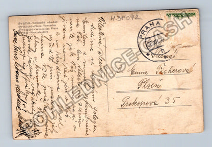 Pohlednice Praha Václavské náměstí socha svatého Václava 1937 (M38072)