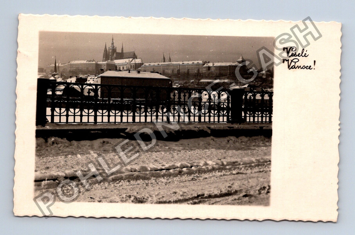 Pohlednice Praha Hradčany zasněžená krajina Vánoce (M38073)