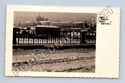Pohlednice Praha Hradčany zasněžená krajina Vánoce (M38073)