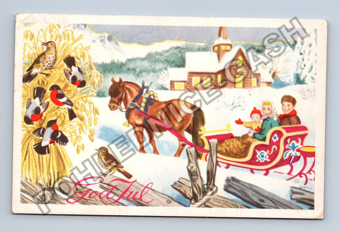 Pohlednice Norsko zimní motiv God Jul 1977 (M38079)
