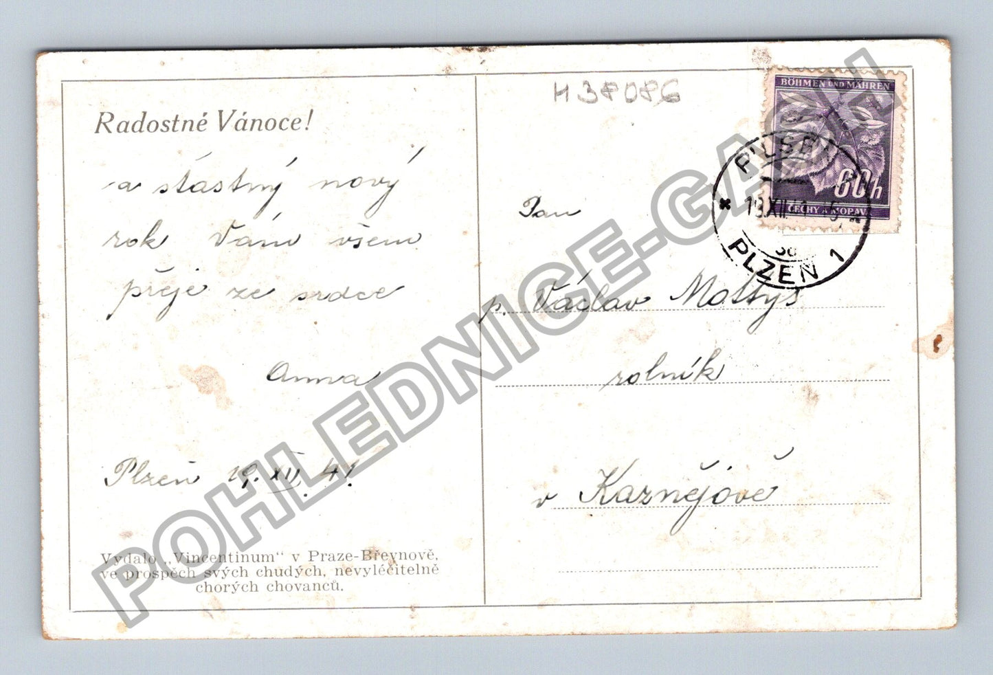 Pohlednice Vánoce narození Ježíše 1941 (M38086)
