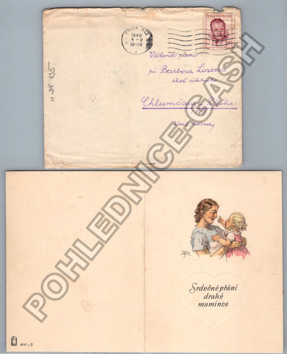 Starý Srdečné přání drahé mamince 1949 (M38135)