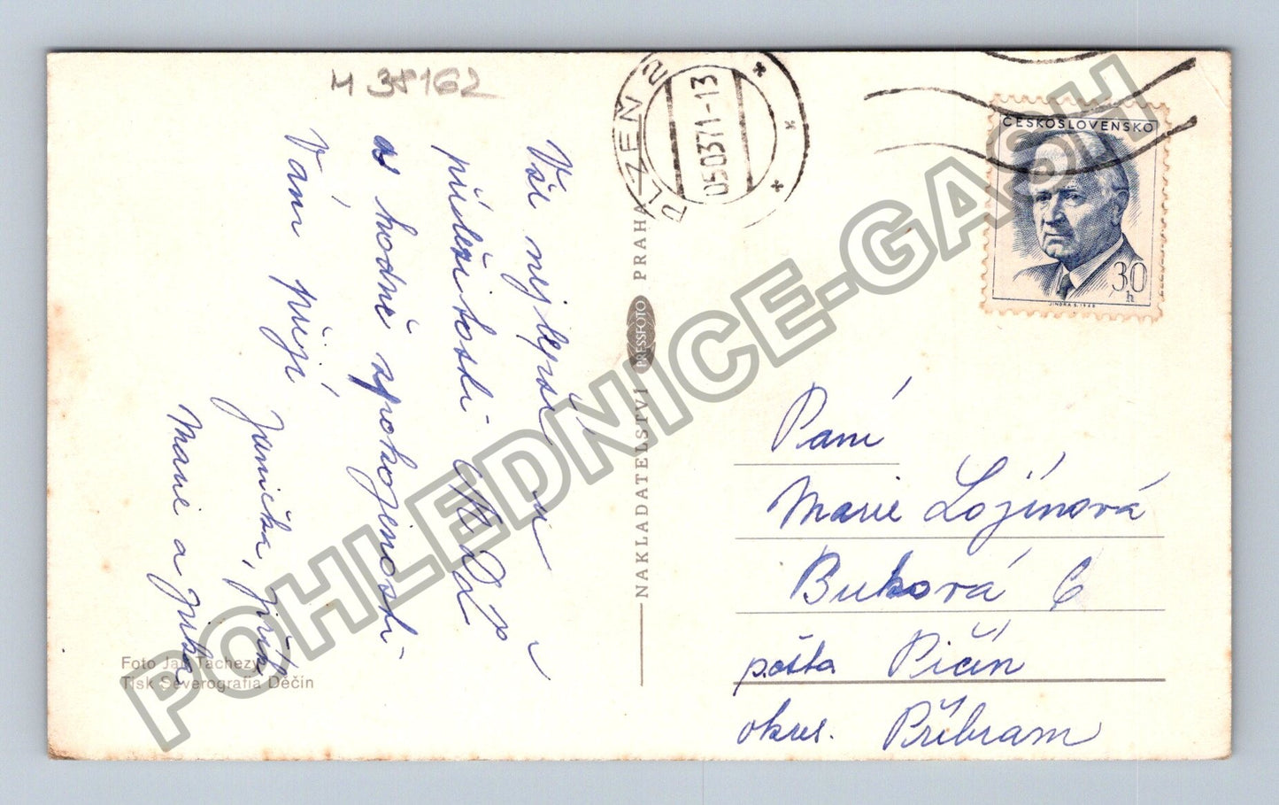 Pohlednice Dívka s kyticí tulipánů a přáním MDŽ (M38162)