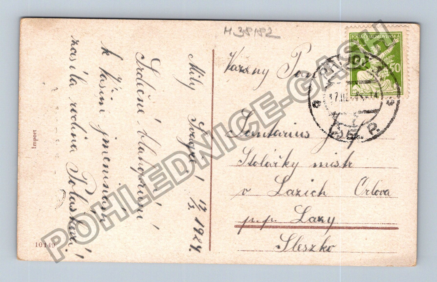 Pohlednice Chlapec s květinami Srdečné přání 1927 (M38182)