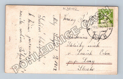 Pohlednice Chlapec s květinami Srdečné přání 1927 (M38182)
