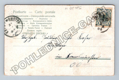 Pohlednice Malíř a žena u jezera Rakousko 1905 (M38186)
