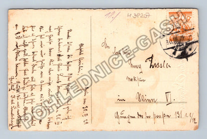 Pohlednice Velikonoce dítě s telefonem kuřátka hnízdo 1912 (M38207)
