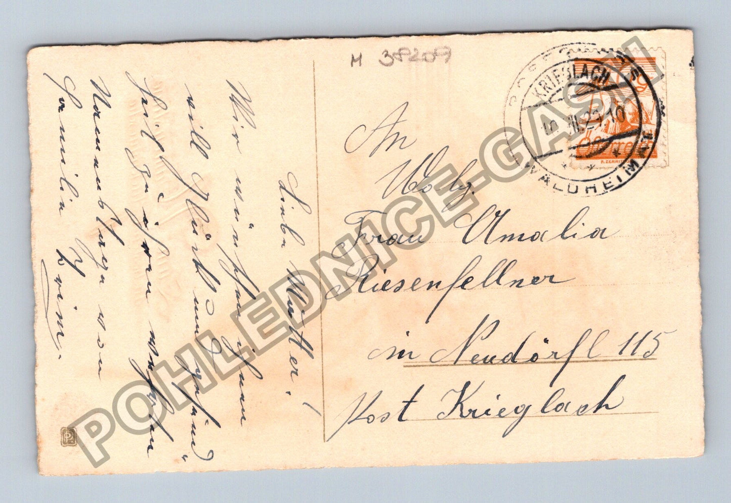 Pohlednice Rakousko Kriechlach Neudörfl květiny jmeniny 1910 (M38209)