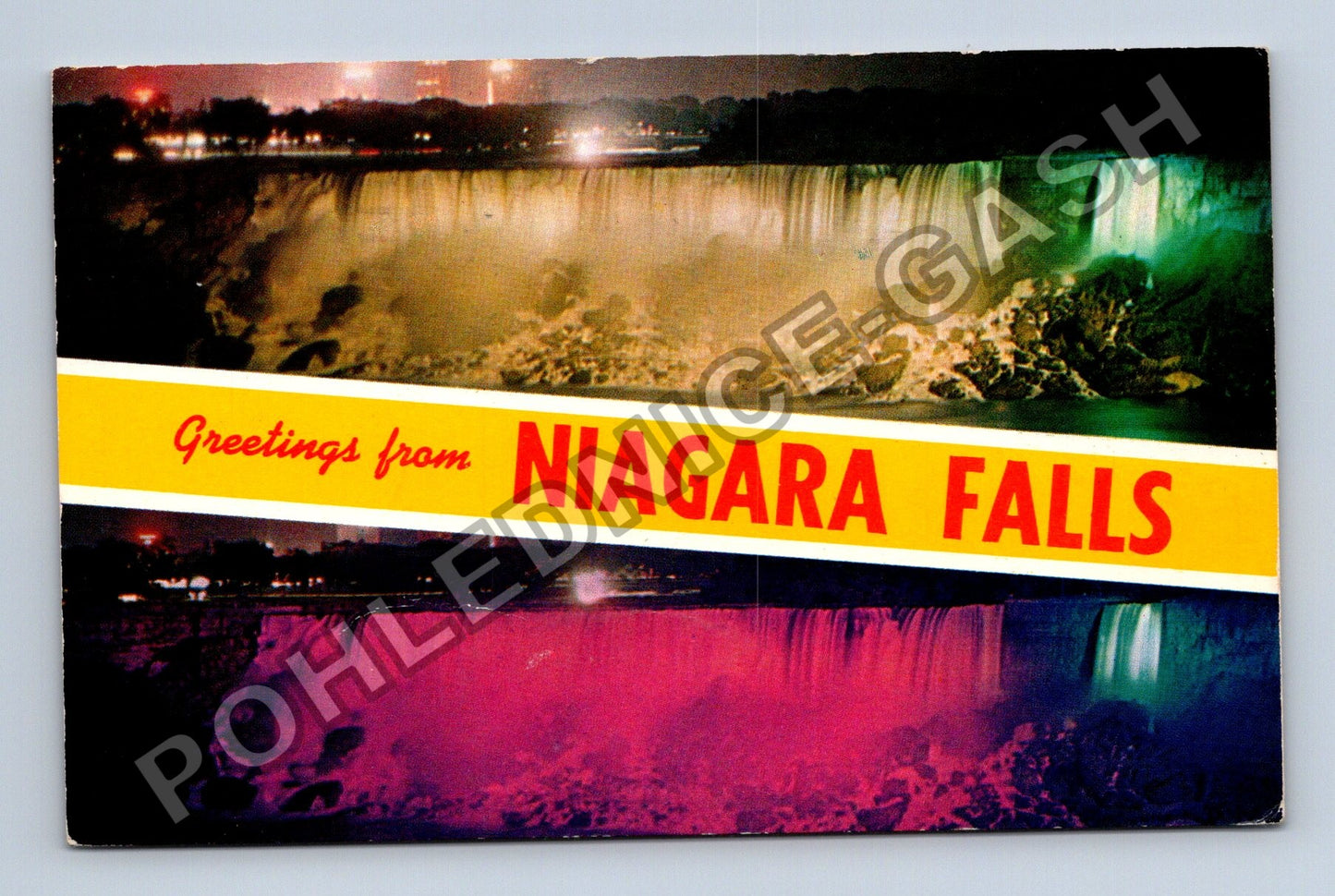 Pohlednice Niagara Falls vodopády noční záběr 1964 (M38242)