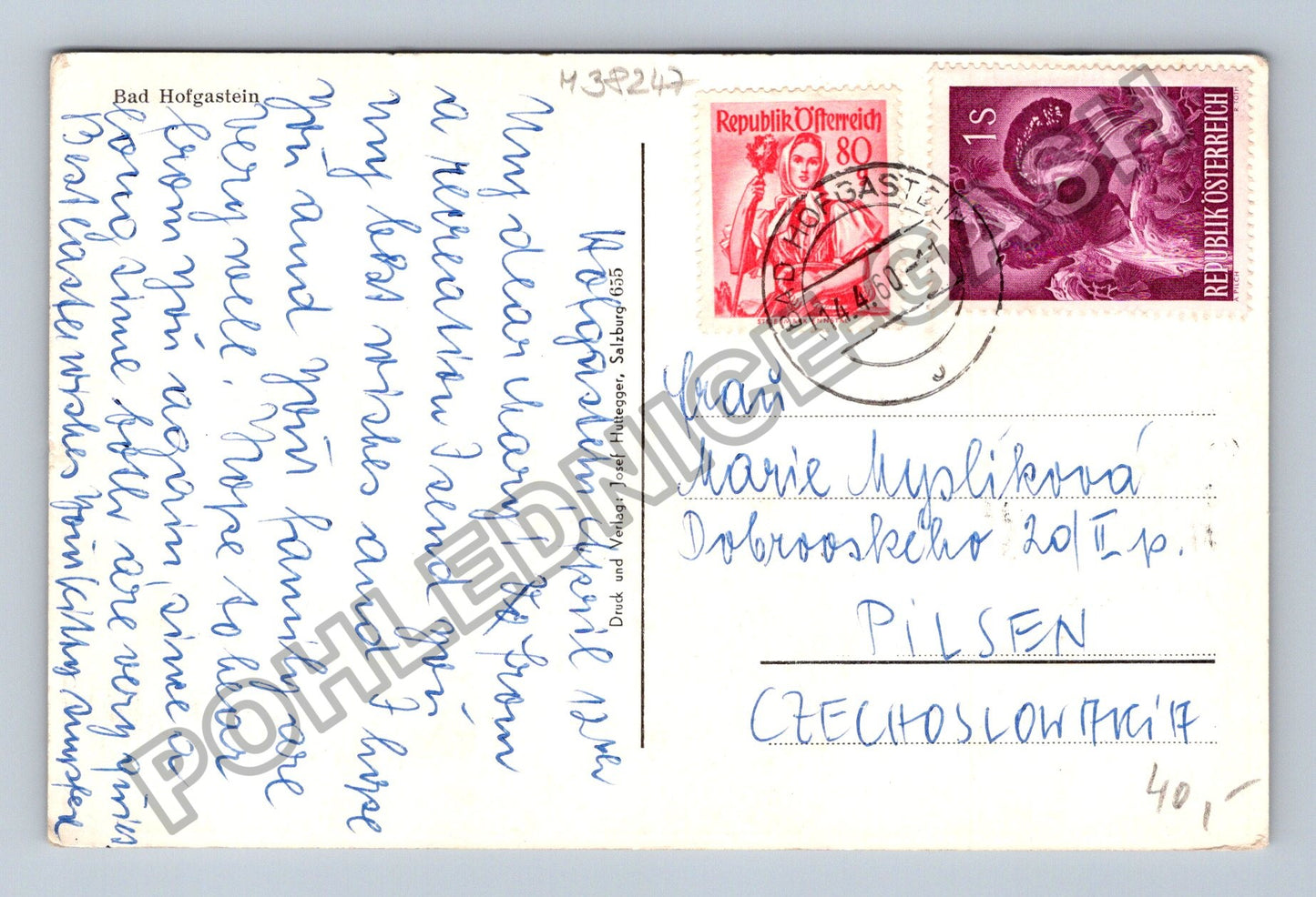 Pohlednice Rakousko Bad Hofgastein údolí Alpy 1960 (M38247)