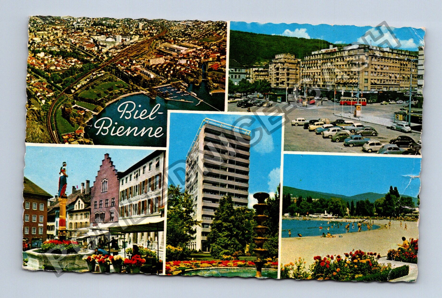 Pohlednice Švýcarsko Biel-Bienne koláž motivů 1965 (M38248)
