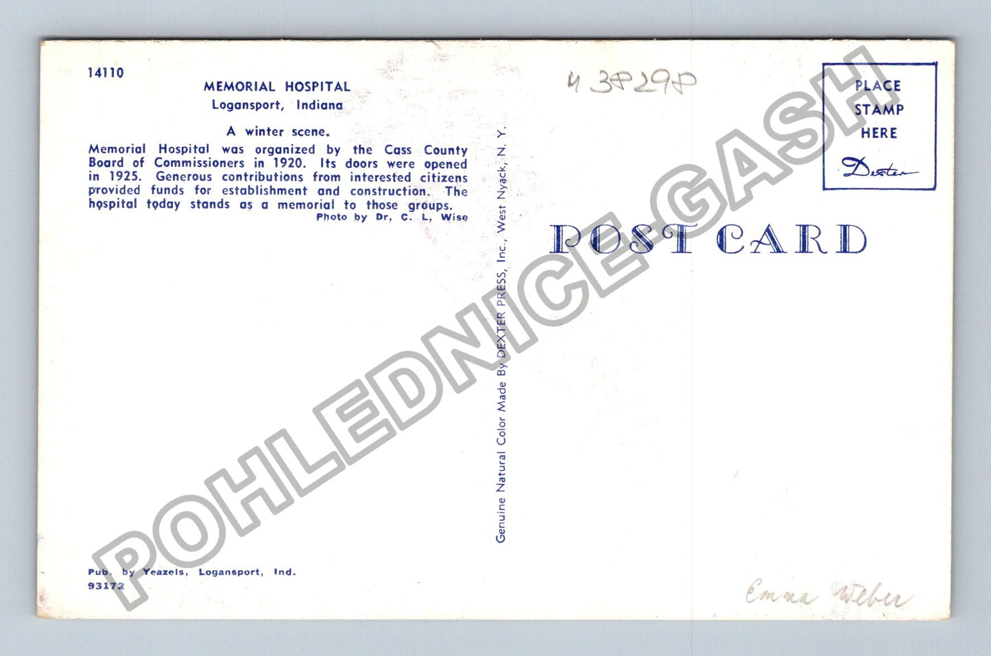 Pohlednice Severní Amerika Memorial Hospital Logansport (M38298)