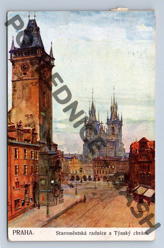 Pohlednice Praha Staroměstská radnice a Týnský chrám (M383)
