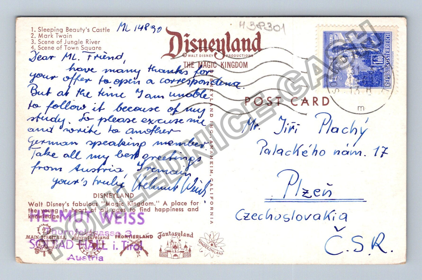 Pohlednice Disneyland koláž motivů USA (M38301)