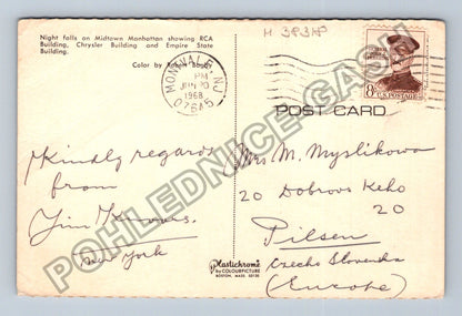 Pohlednice Severní Amerika New York noční panorama 1968 (M38318)